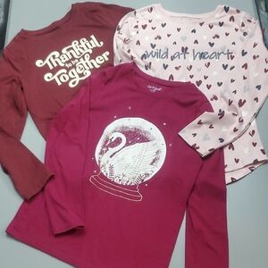 2 Cat & Jack Long Sleeve Tees - Red, Pink, Maroon 1 Members Mark Long Sleeve